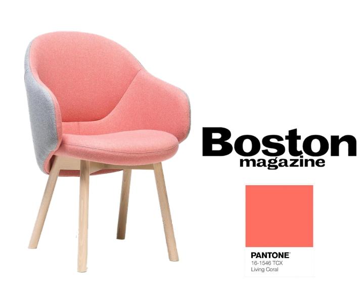 Boston magazine: pantone color of the year, living coral and ton alba chair