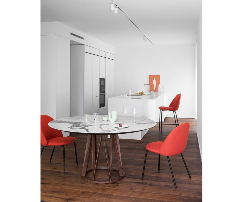 Miniforms Acco Dining Table Ceramic Top and Canaletto Walnut Wood Base