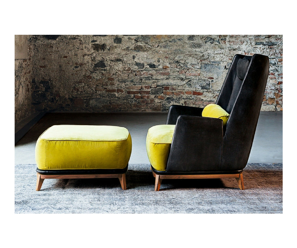 Vibieffe 430 Opera Armchair Black and Yellow Leather