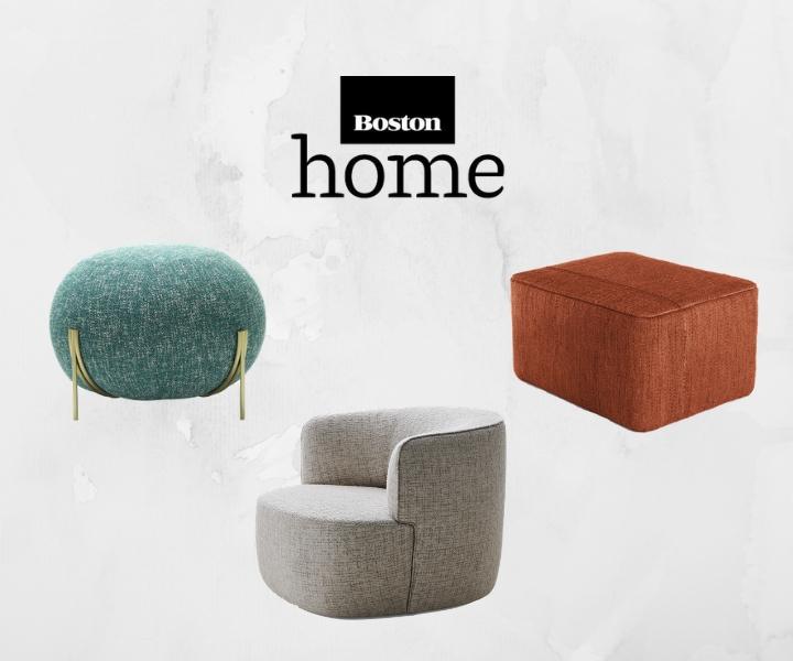 Boston home: mia pouf, elain armchair & geo pouf