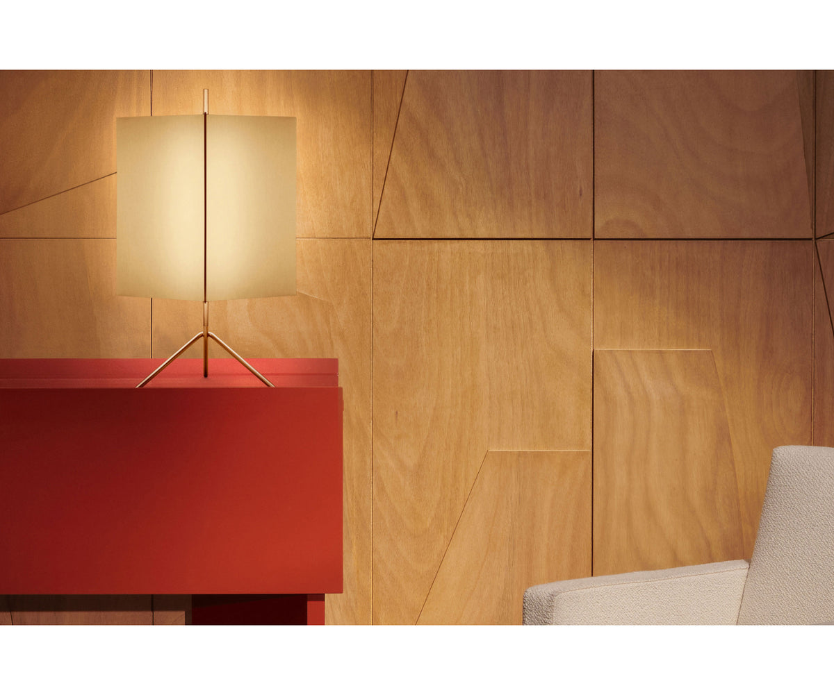 Modern Cassina 3to9 Table Lamp with Fabric Panels and Steel Structure Casa Design Group