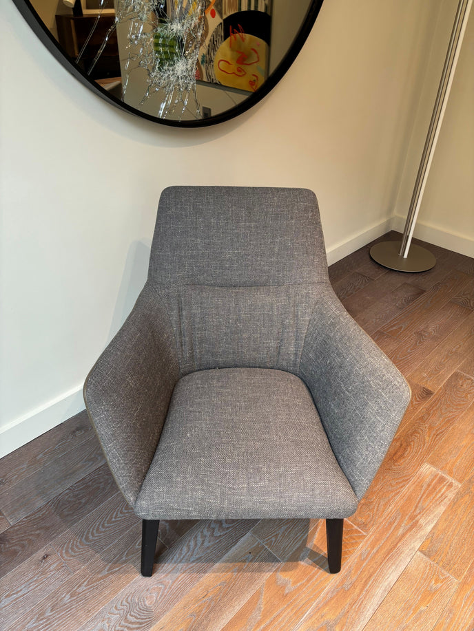 Floor Sample Qing Chair Low Back in Sky-Shadow Grey and Leather Cafe Noir by Camerich | Casa Design Group