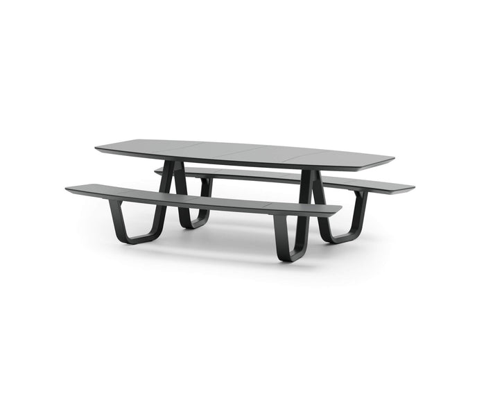 Modern 8teen Outdoor Dining Table with Integrated Benches Casa Design Group