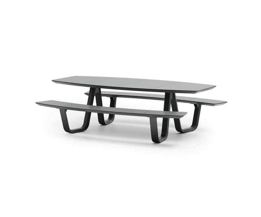 Modern 8teen Outdoor Dining Table with Integrated Benches Casa Design Group