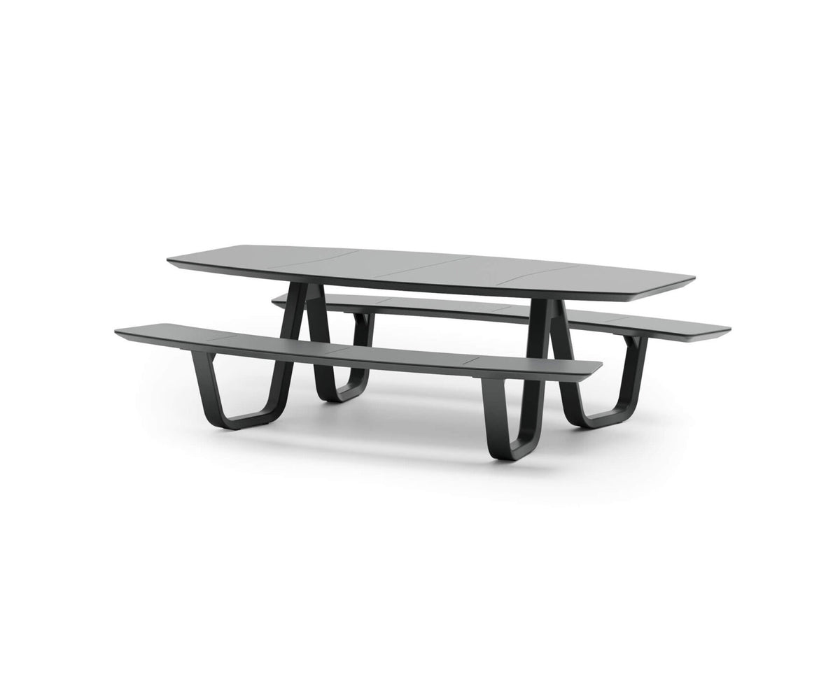 Modern 8teen Outdoor Dining Table with Integrated Benches Casa Design Group