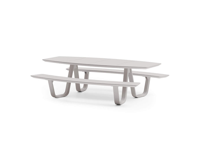 Modern 8teen Outdoor Dining Table with Integrated Benches Casa Design Group
