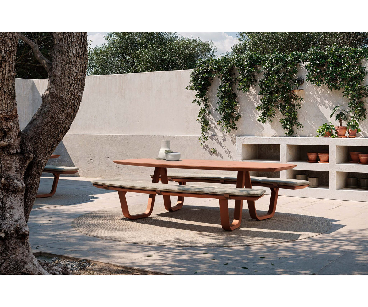Modern 8teen Outdoor Dining Table with Integrated Benches Casa Design Group
