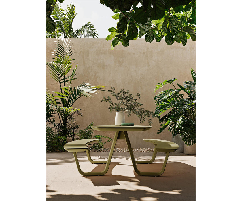 Modern 8teen Outdoor Dining Table with Integrated Benches Casa Design Group