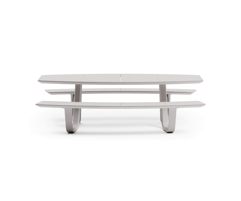 Modern 8teen Outdoor Dining Table with Integrated Benches Casa Design Group