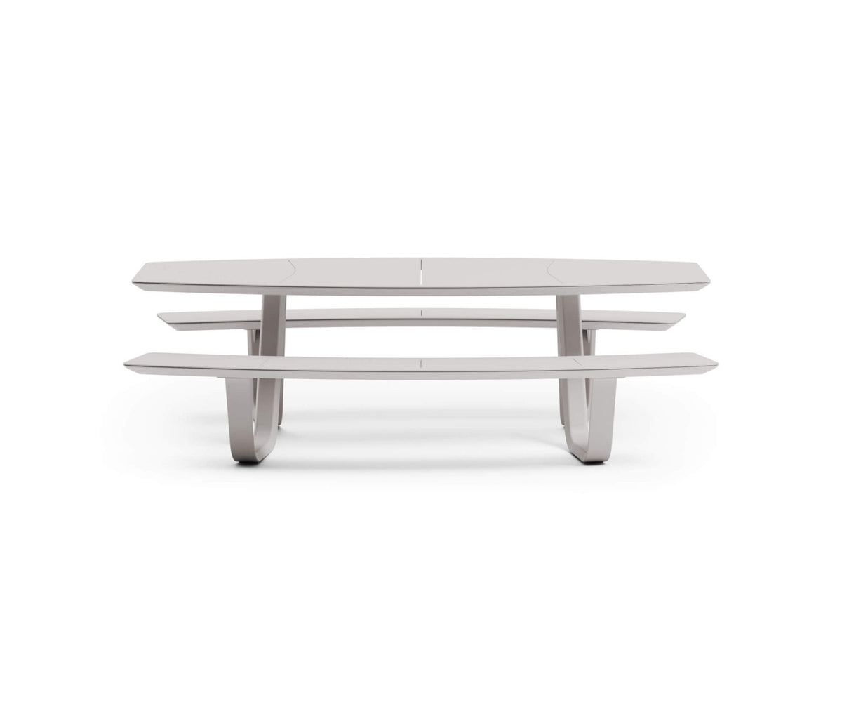 Modern 8teen Outdoor Dining Table with Integrated Benches Casa Design Group