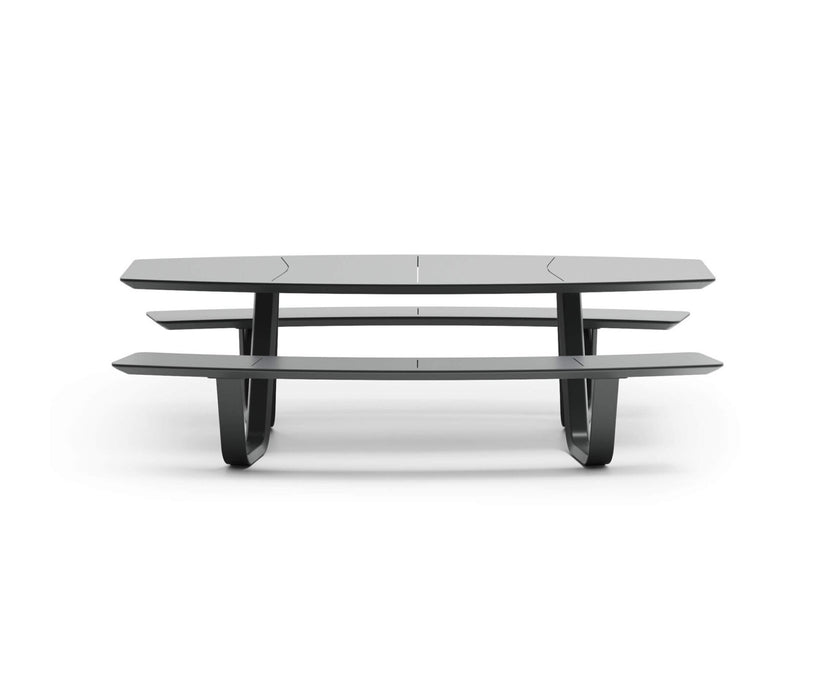 Modern 8teen Outdoor Dining Table with Integrated Benches Casa Design Group