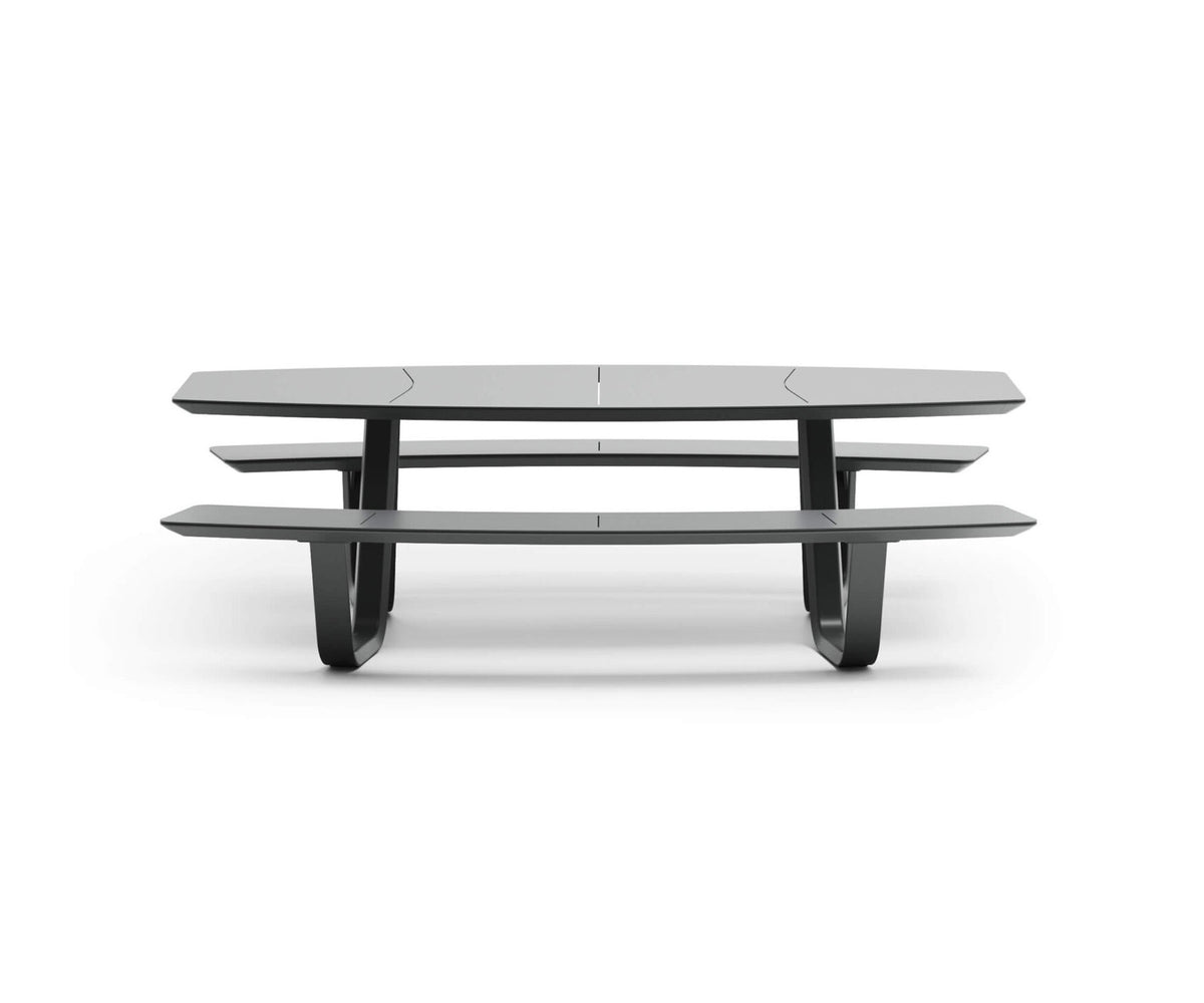 Modern 8teen Outdoor Dining Table with Integrated Benches Casa Design Group