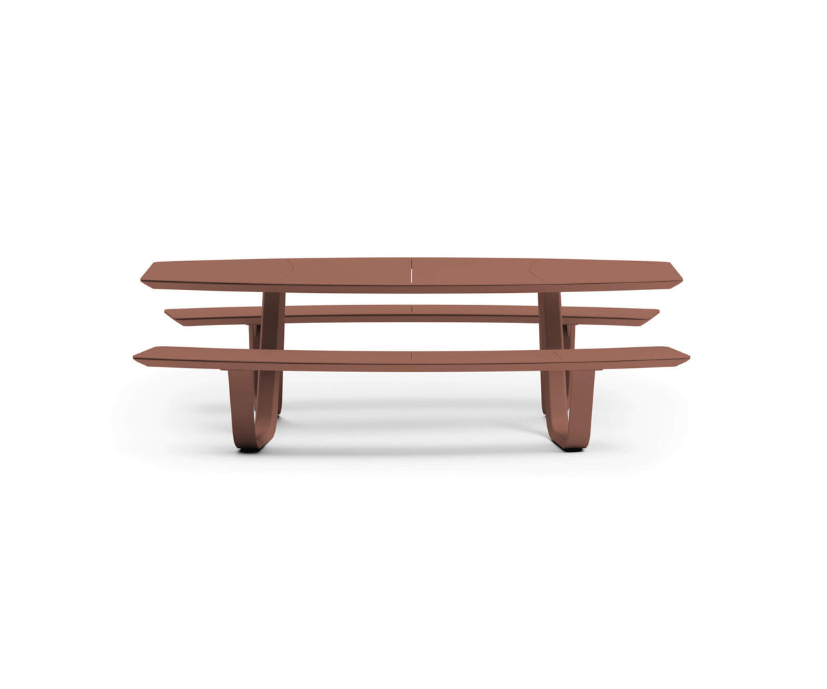 Modern 8teen Outdoor Dining Table with Integrated Benches Casa Design Group