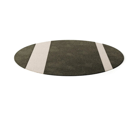 Frigerio Adrian Rug with contrasting band design in wool and botanical silk for contemporary interiors Casa Design Group