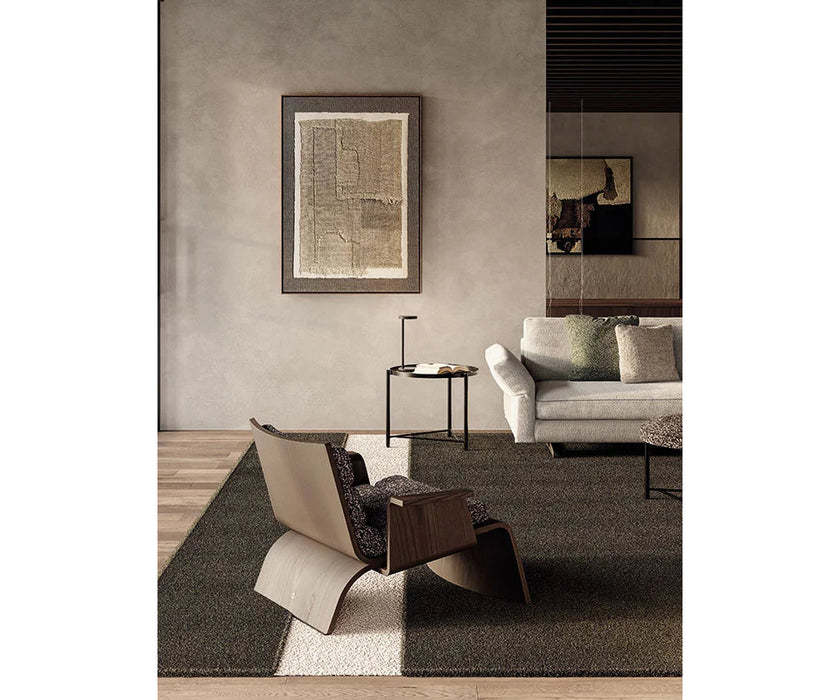 Frigerio Adrian Rug with contrasting band design in wool and botanical silk for contemporary interiors Casa Design Group