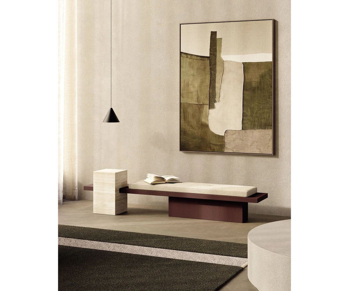 Frigerio Adrian Rug with contrasting band design in wool and botanical silk for contemporary interiors Casa Design Group