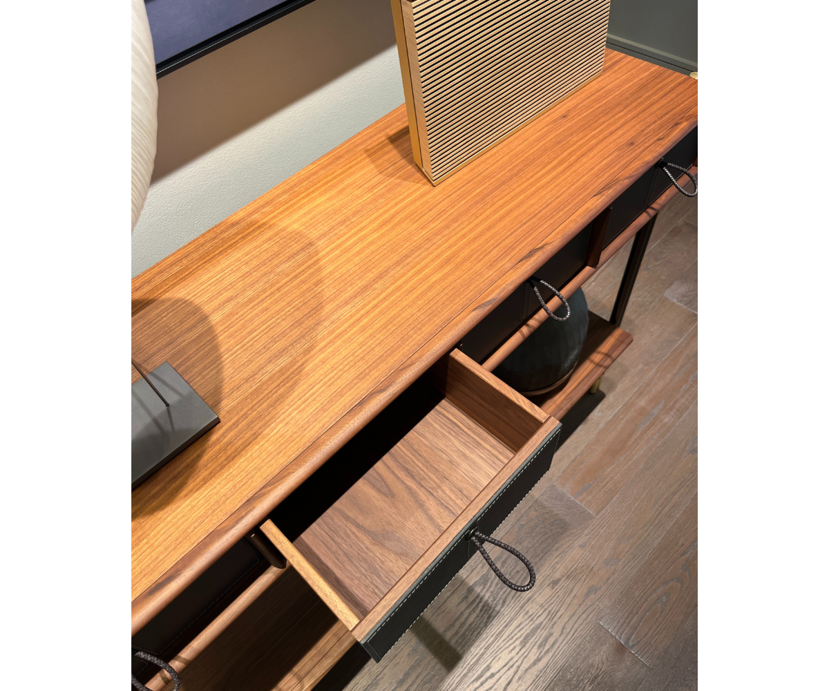 Gabriele & Oscar-Buratti-Floor-Sample-Bayus-Console-Porada-Wood-Leather-Walnut