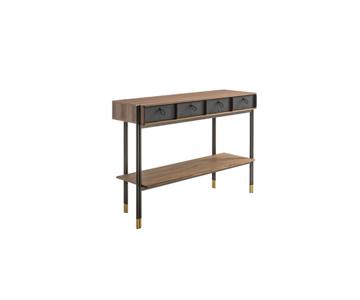 Gabriele & Oscar-Buratti-Floor-Sample-Bayus-Console-Porada-Wood-Leather-Walnut