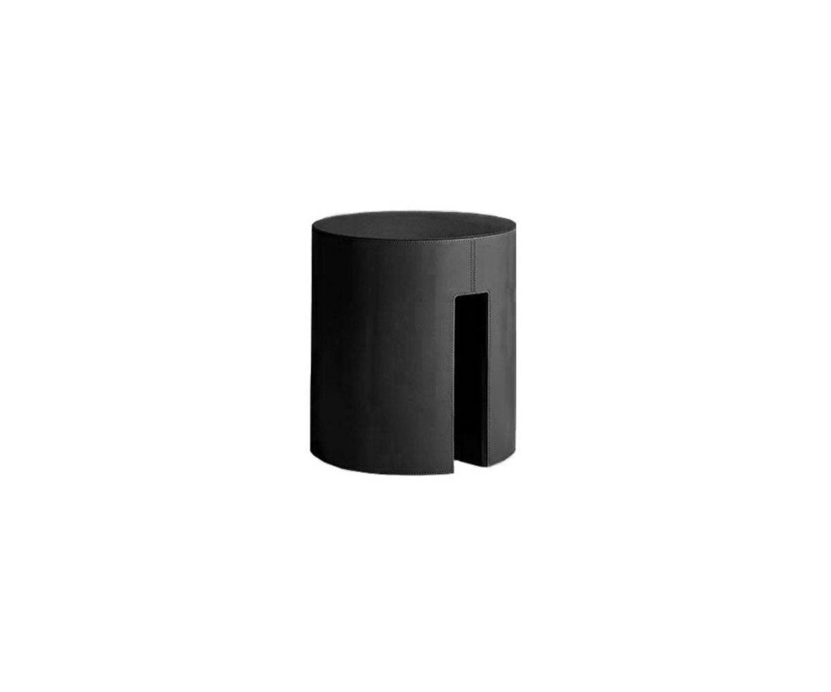 Meridiani-Floor-Sample-Gong-Side-Table-Balck-Leather-Andrea Parisio