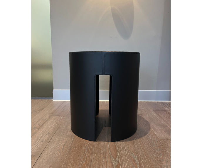 Meridiani-Floor-Sample-Gong-Side-Table-Balck-Leather-Andrea Parisio