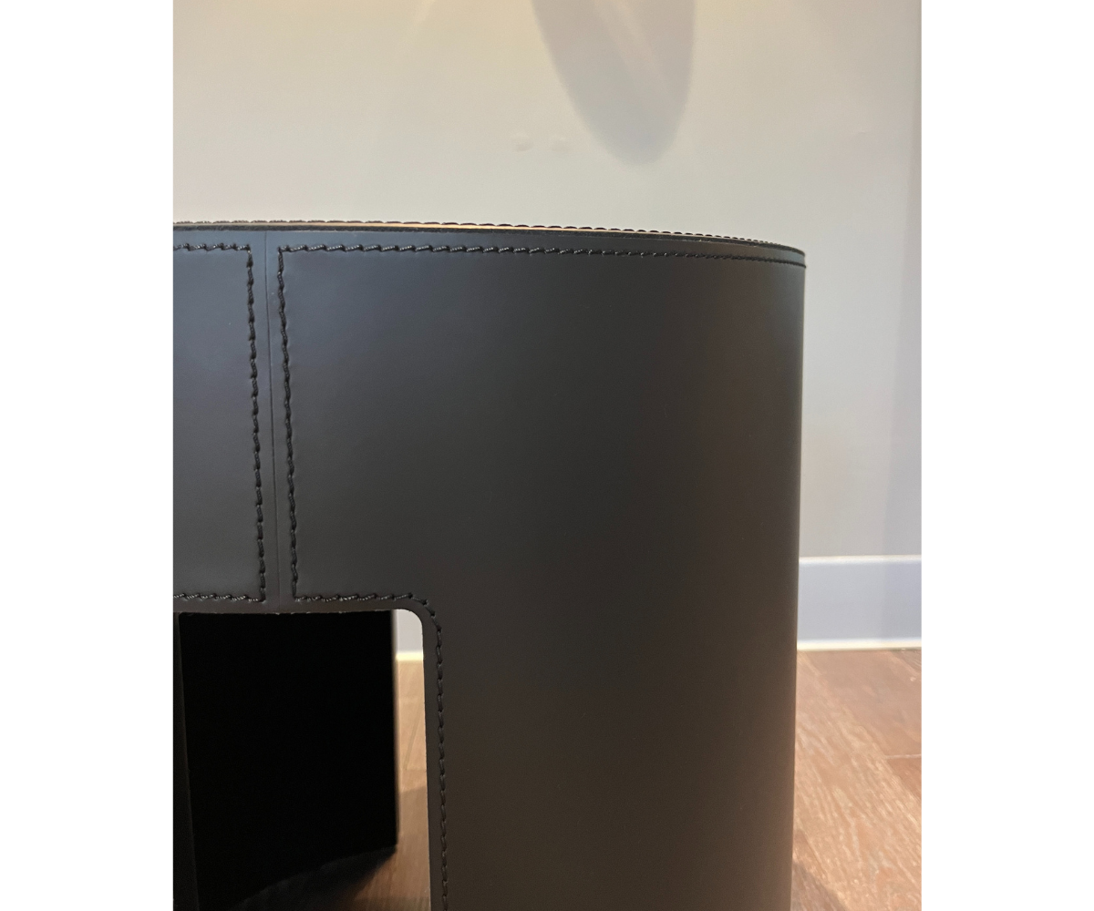 Meridiani-Floor-Sample-Gong-Side-Table-Balck-Leather-Andrea Parisio