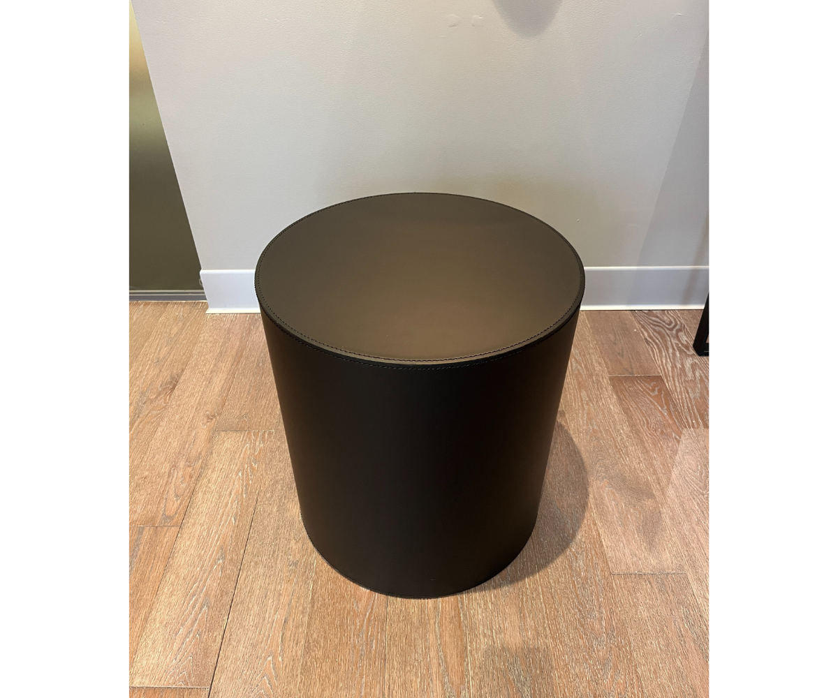 Meridiani-Floor-Sample-Gong-Side-Table-Balck-Leather-Andrea Parisio