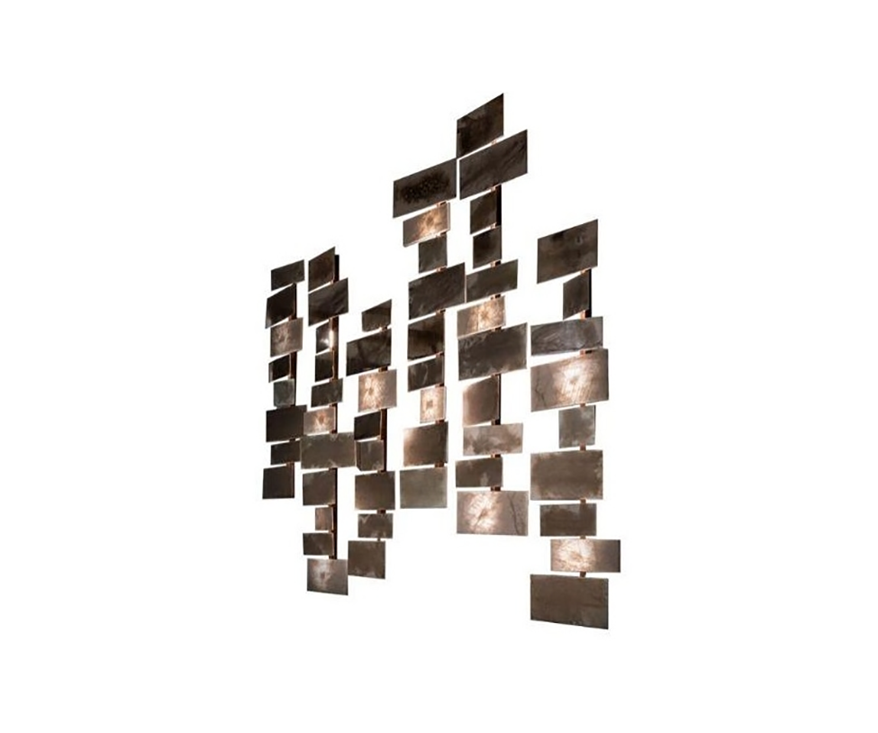 High-End Abaco Wall Light by Henge with Faceted Metal and Crystal Modules Casa Design Group