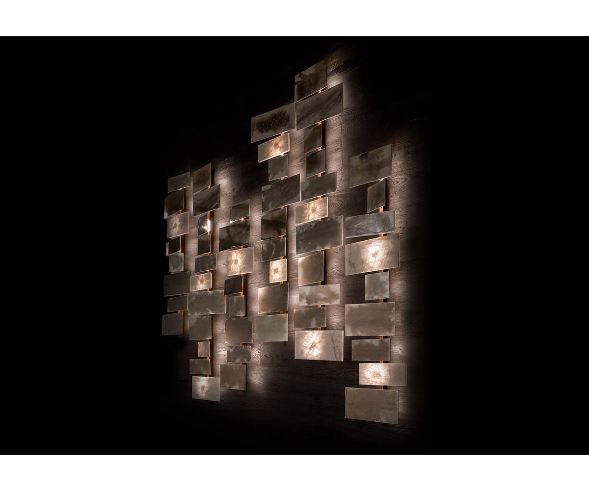 High-End Abaco Wall Light by Henge with Faceted Metal and Crystal Modules Casa Design Group