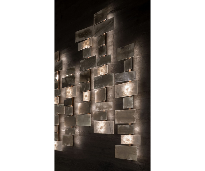 High-End Abaco Wall Light by Henge with Faceted Metal and Crystal Modules Casa Design Group