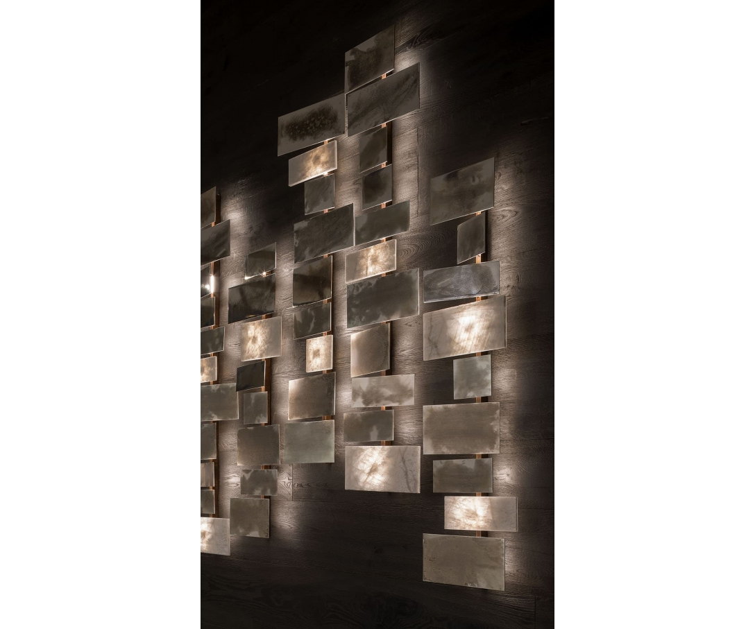 High-End Abaco Wall Light by Henge with Faceted Metal and Crystal Modules Casa Design Group