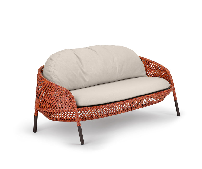 Luxury Ahnda 2-Seater Sofa by Dedon with Handwoven Red Fiber and Cushions | Casa Design Group