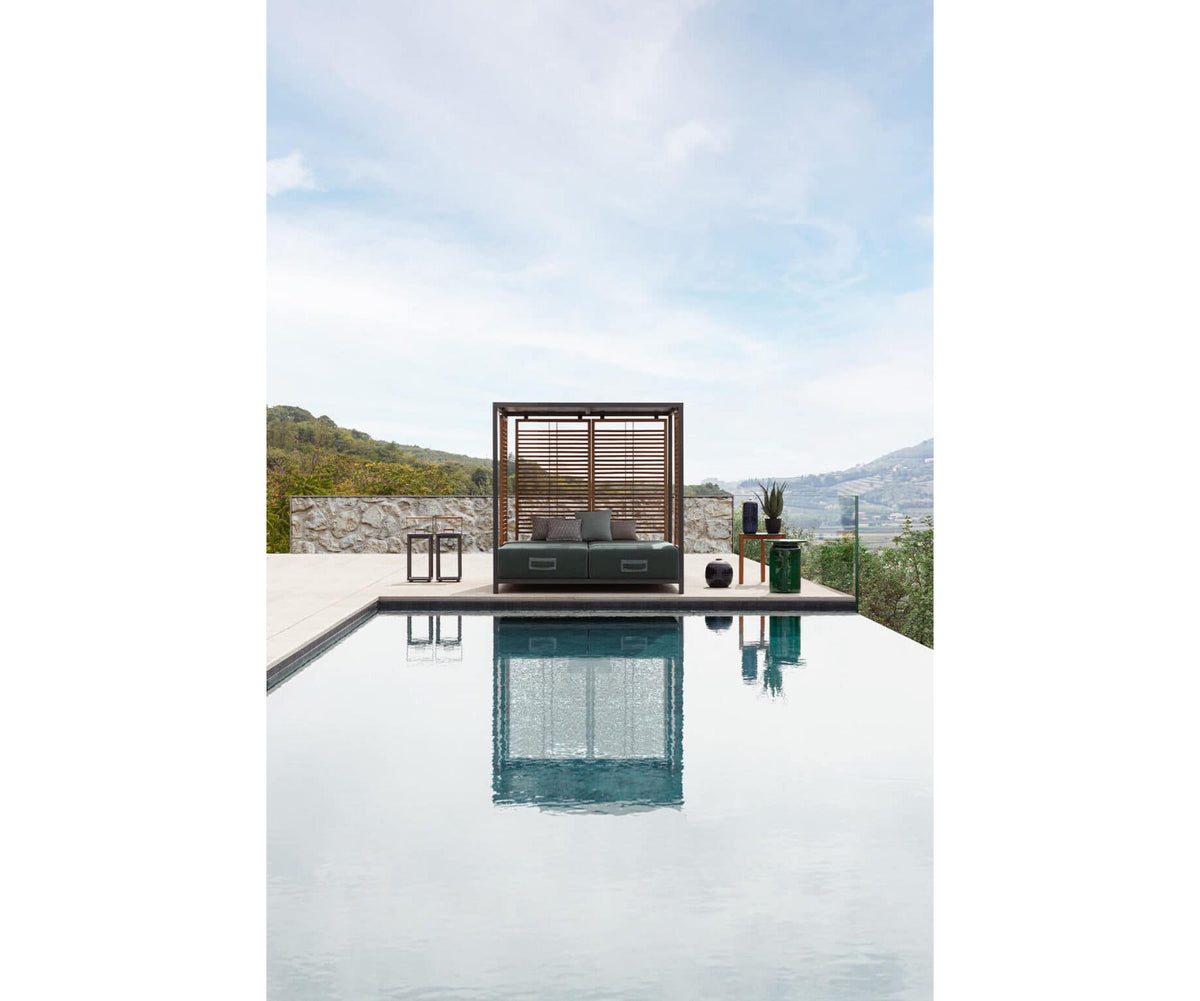 Modern Alcova Outdoor Daybed with Teak Panels Casa Design Group