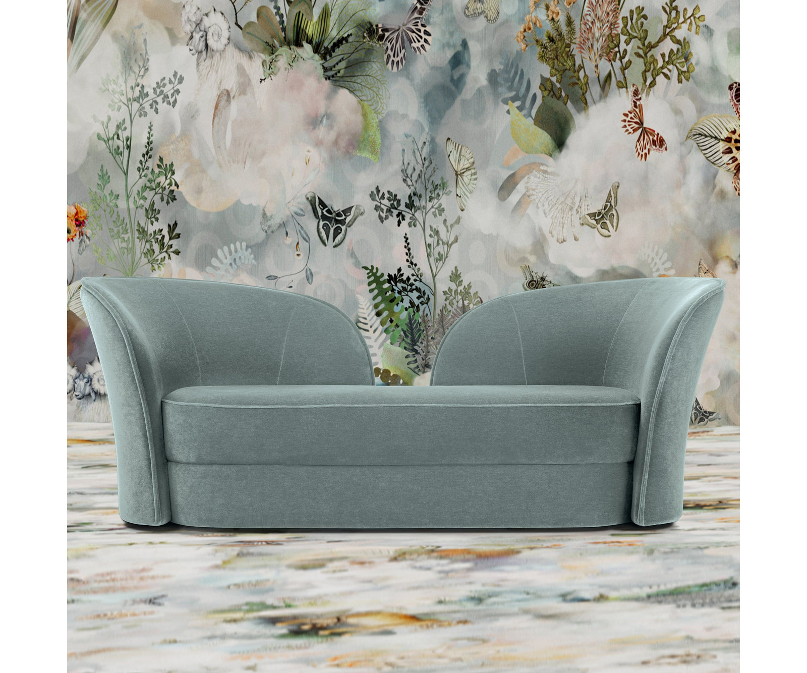 High-End Aldora Double Seater Sofa by Moooi Designed with Feminine Organic Shapes Casa Design Group