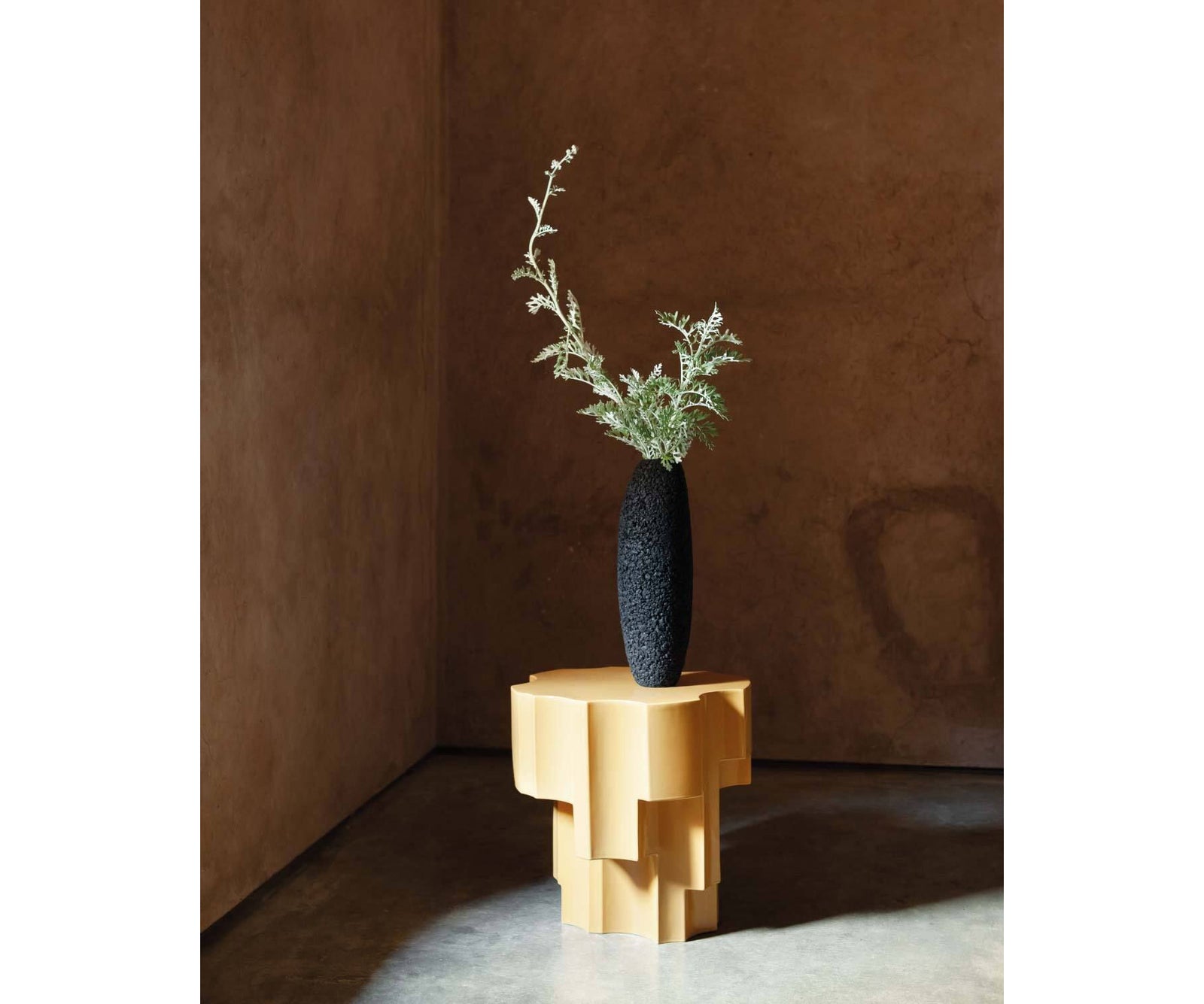Sculptural Tacchini Altar Side Table, artisanal modern accent Casa Design Group
