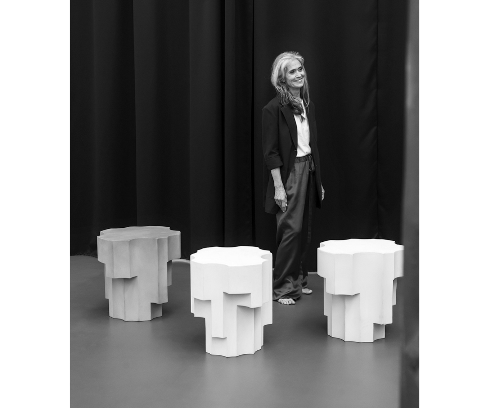 Sculptural Tacchini Altar Side Table, artisanal modern accent Casa Design Group