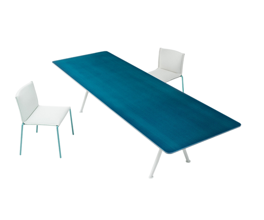 Glossy Aluminum Base and Cristal Top Altopiano Outdoor Dining Table by Paola Lenti Casa Design Group