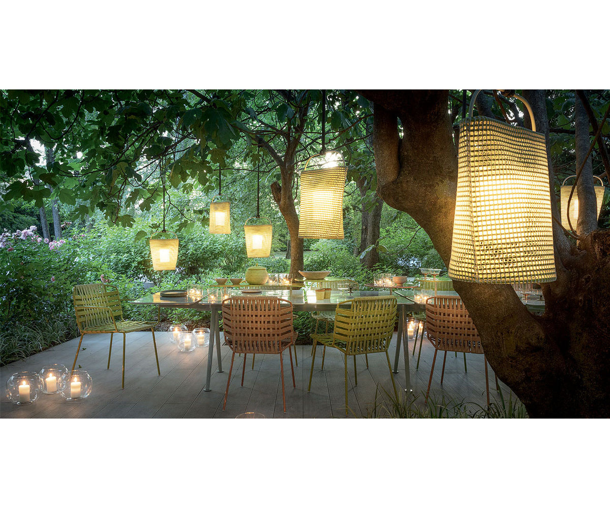 Glossy Aluminum Base and Cristal Top Altopiano Outdoor Dining Table by Paola Lenti Casa Design Group