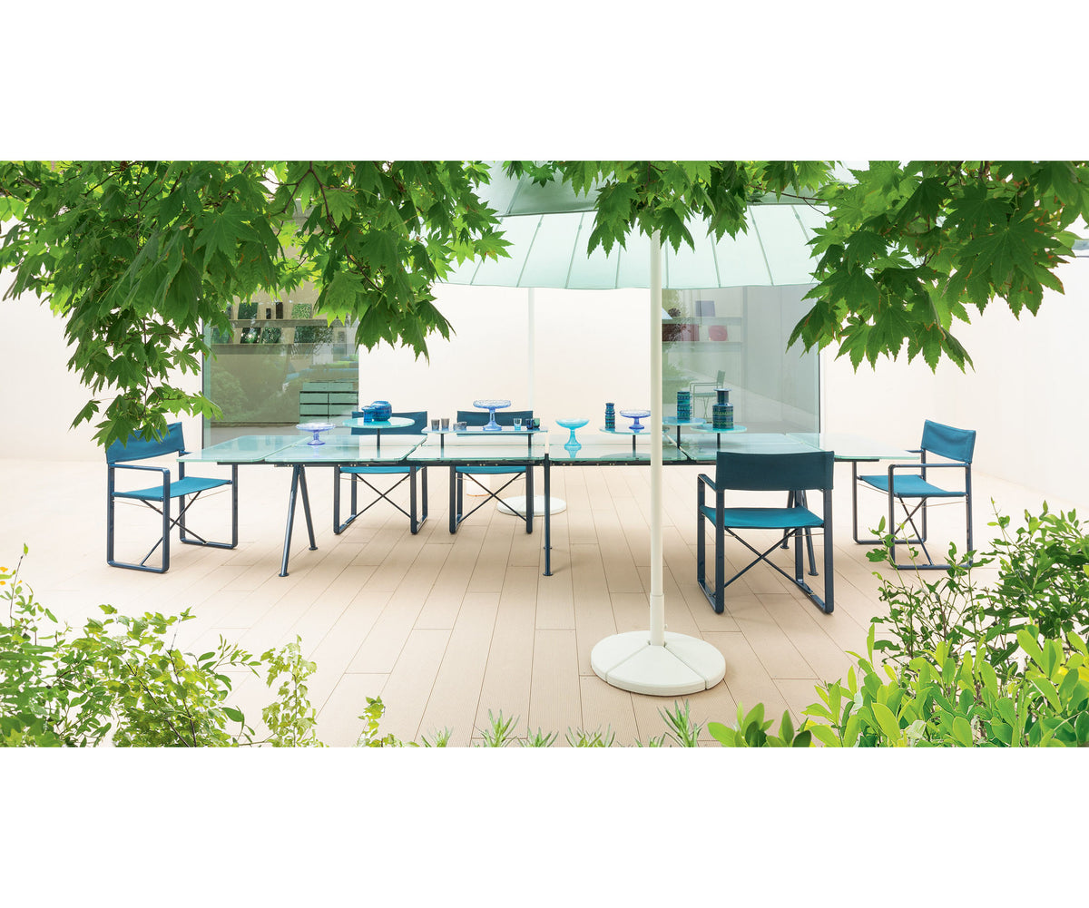 Glossy Aluminum Base and Cristal Top Altopiano Outdoor Dining Table by Paola Lenti Casa Design Group