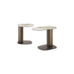 Amalfi C-Table with sculptural steel base, curved metal column and organic ceramic top by Cattelan Italia | Casa Design Group