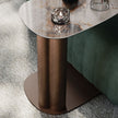 Amalfi C-Table with sculptural steel base, curved metal column and organic ceramic top by Cattelan Italia | Casa Design Group