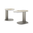 Amalfi C-Table with sculptural steel base, curved metal column and organic ceramic top by Cattelan Italia | Casa Design Group