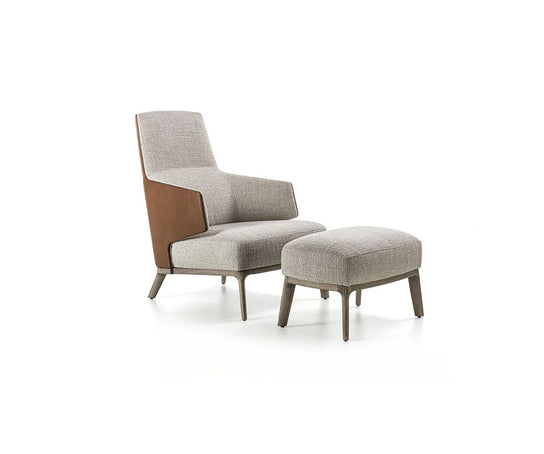 Amanda Bergère by Frigerio upholstered lounge chair with solid wood base Casa Design Group