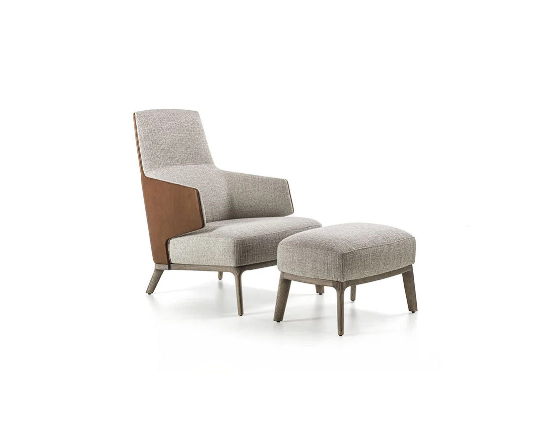 Amanda Bergère by Frigerio upholstered lounge chair with solid wood base Casa Design Group