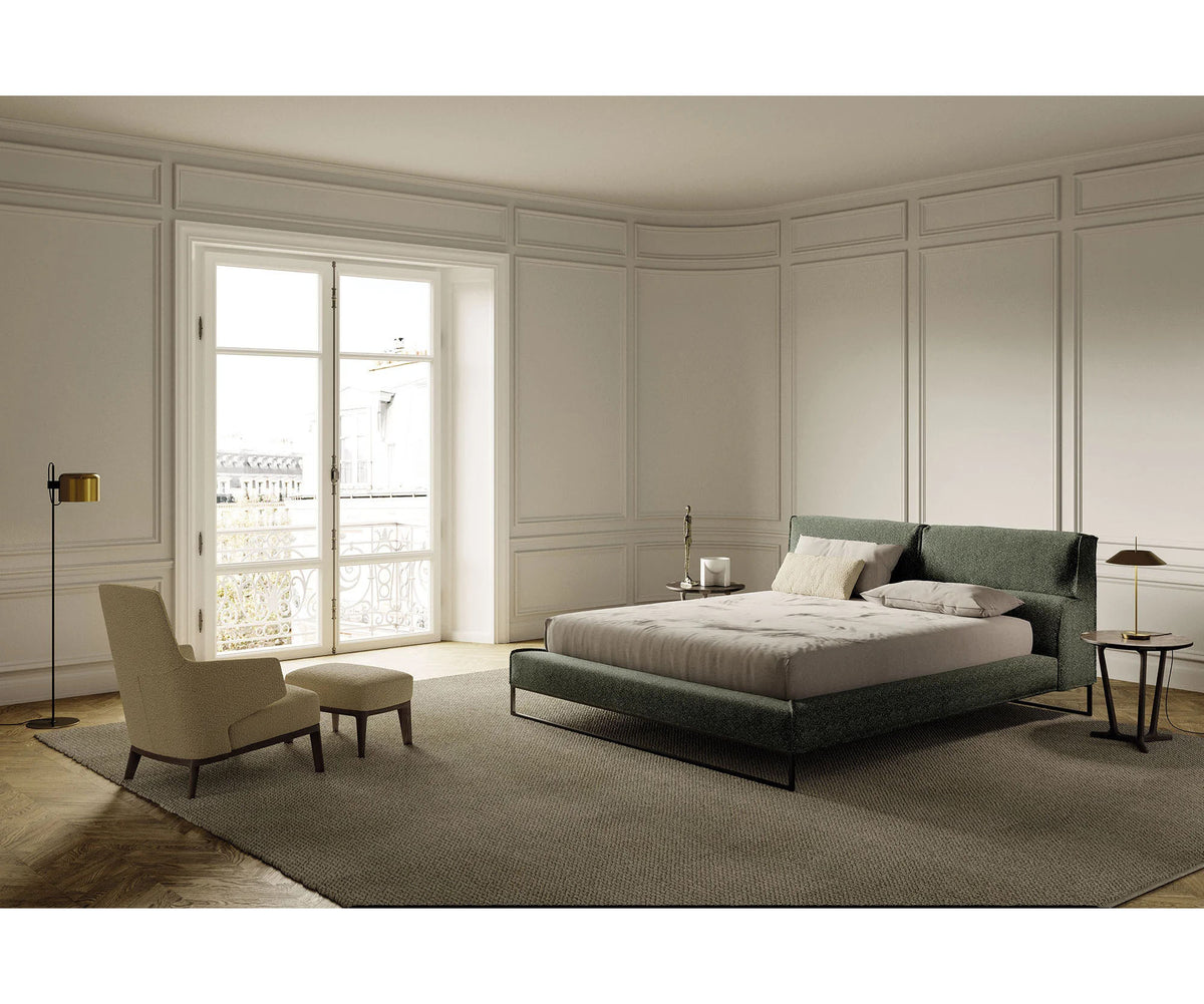 Amanda Bergère by Frigerio upholstered lounge chair with solid wood base Casa Design Group