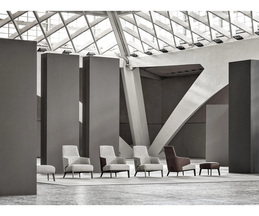 Amanda Bergère by Frigerio upholstered lounge chair with solid wood base Casa Design Group