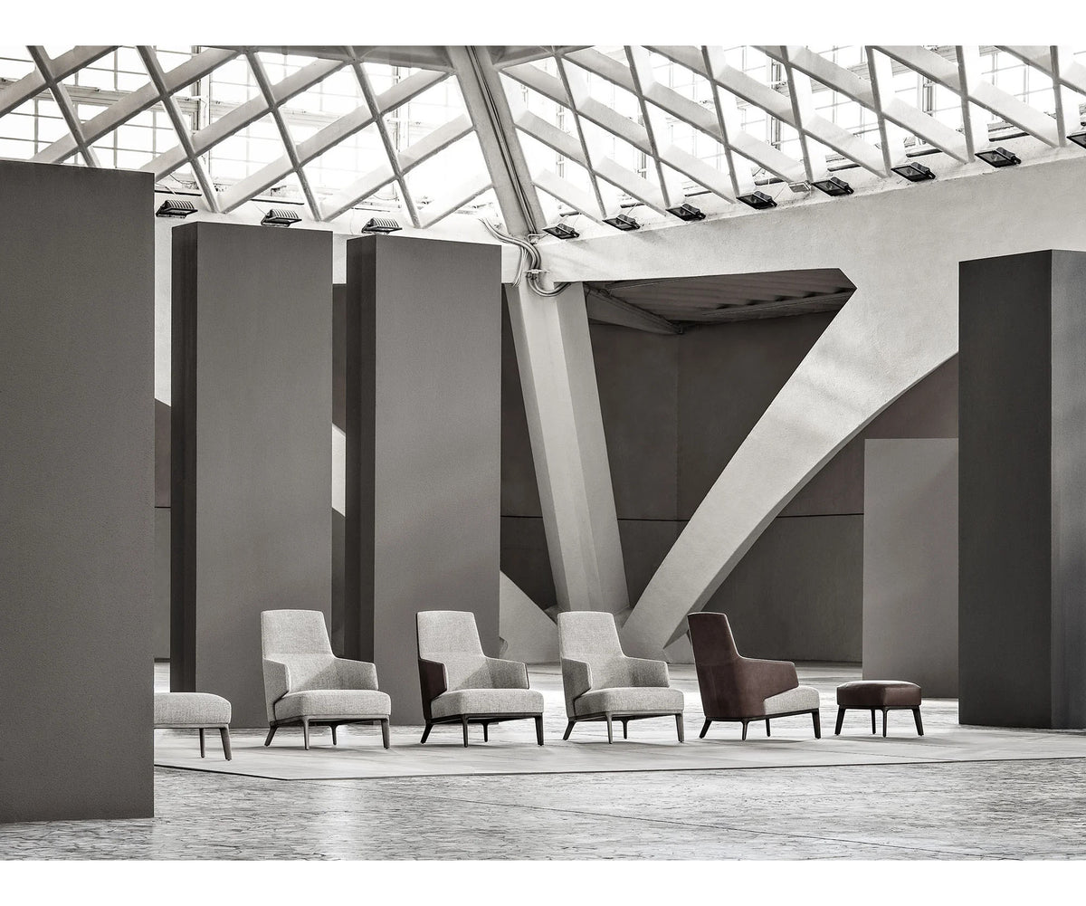 Amanda Bergère by Frigerio upholstered lounge chair with solid wood base Casa Design Group
