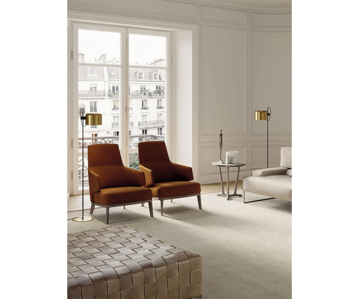 Amanda Bergère by Frigerio upholstered lounge chair with solid wood base Casa Design Group