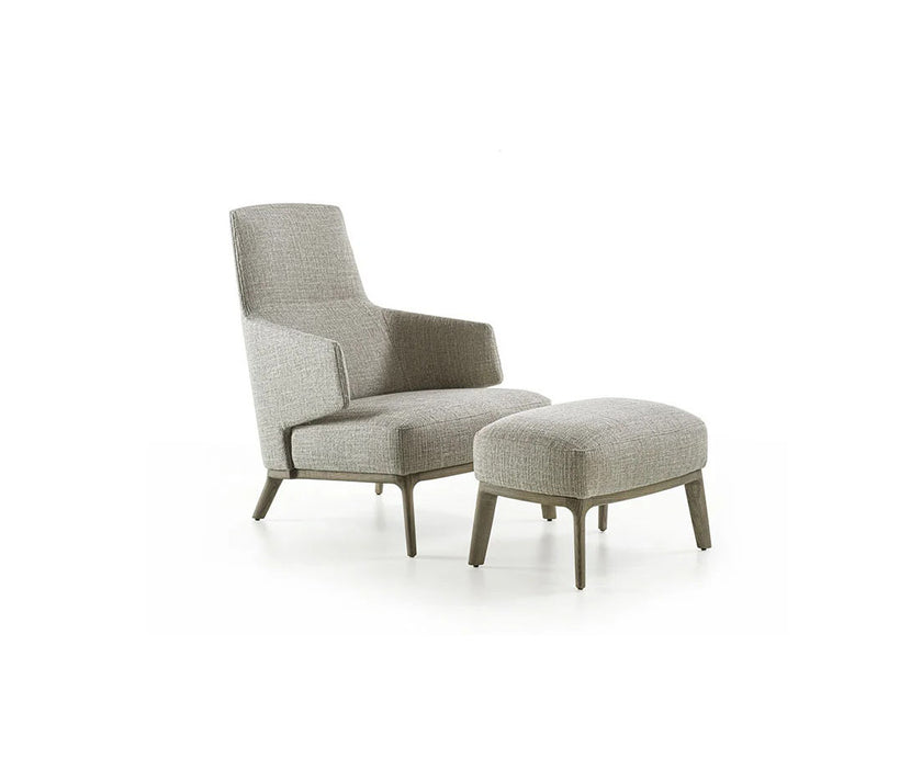 Amanda Bergère by Frigerio upholstered lounge chair with solid wood base Casa Design Group