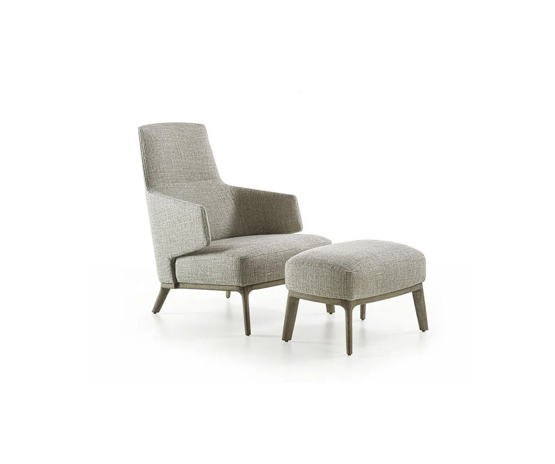 Amanda Bergère by Frigerio upholstered lounge chair with solid wood base Casa Design Group