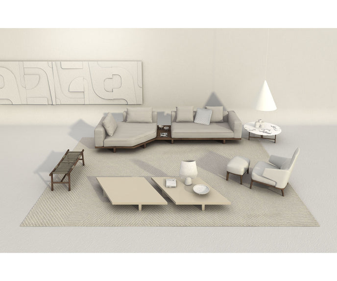 Amanda Bergère by Frigerio upholstered lounge chair with solid wood base Casa Design Group